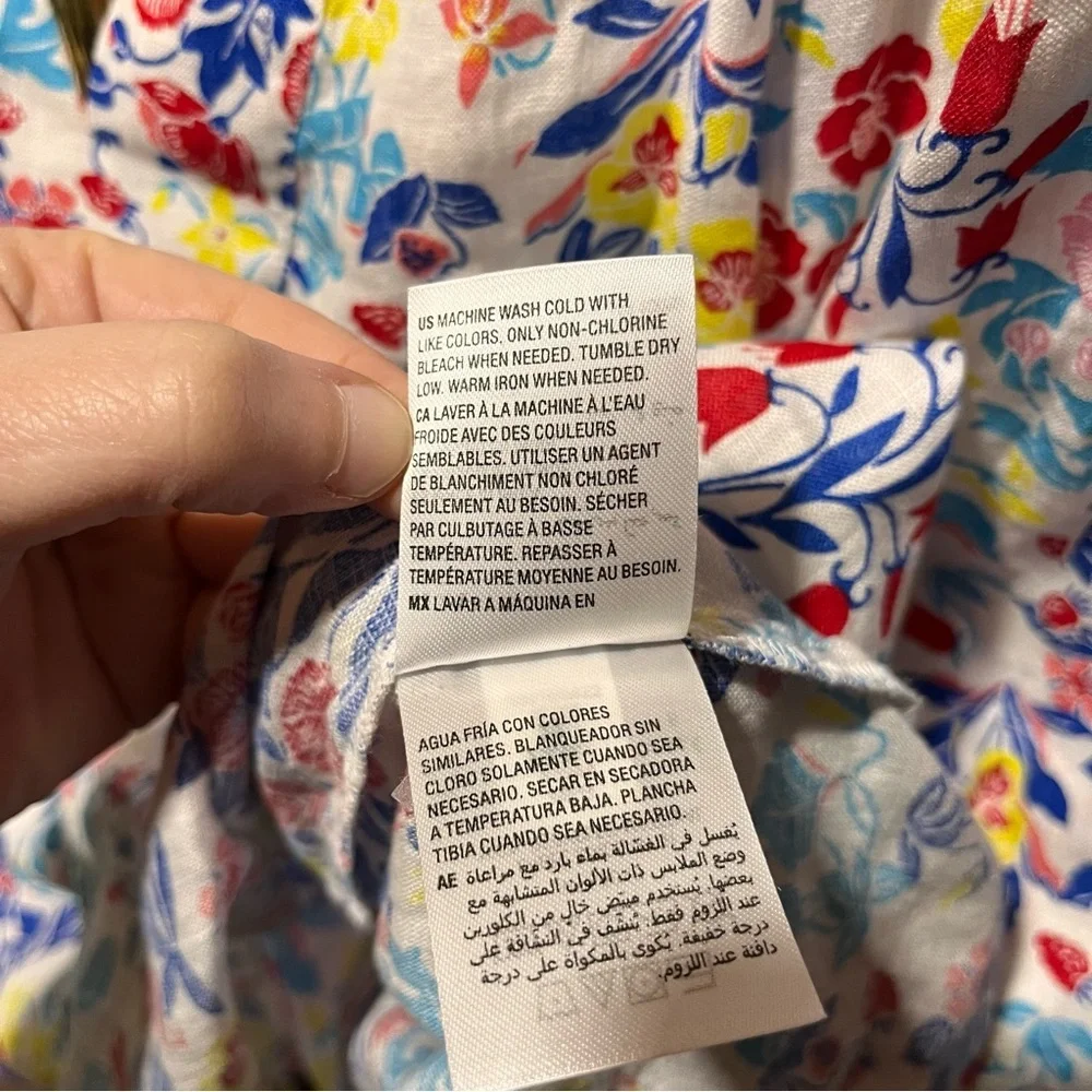 Charter Club 100% Linen Vibrant Floral Blouse XXL - Picture 7 of 10